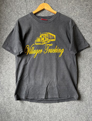 Villager Clothing Trucking Mens Medium T-Shirt Top Graphic Print Logo Black Grey