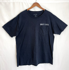 Salt Life Men’s Large Navy Blue Double Sided S/S Graphic Pocket T-Shirt Tee