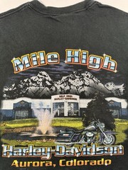 Vintage 2002 Harley Davidson Mile High Aurora Colorado T Shirt S Flames USA