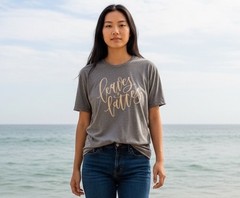 Tultex 241 Charcoal Gray Large “Leaves + Lattes” T-Shirt