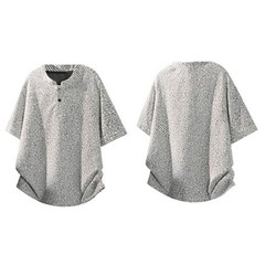 Men Hong Kong Striped For Henry Collar Casual Top Plus Size Short Sleeve T-shirt