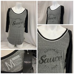 Sauce Hockey Shirt M Gray 1/2 Sleeve Poly Cotton Rayon Made USA NWT YGI O2-334