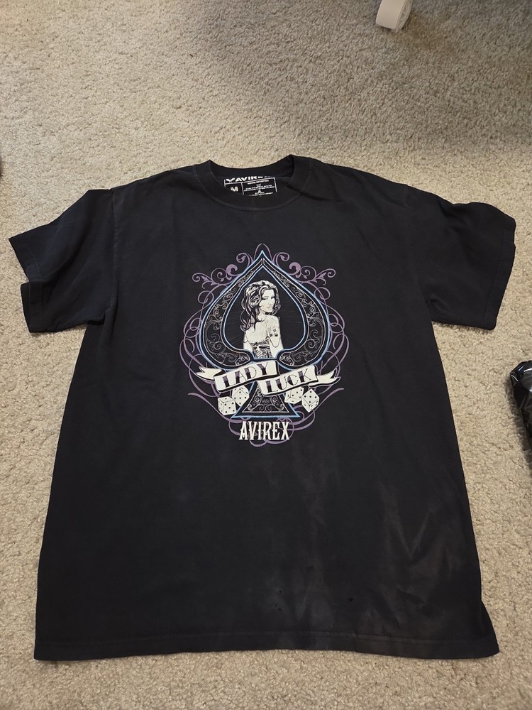 Avirex Lady Luck Graphic Tee, Faded, Thrashed, Men’s Size Medium