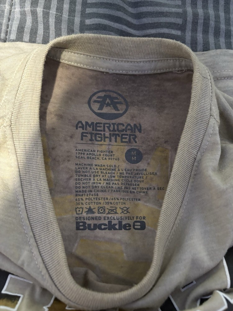 American Fighter Men’s Beige M Graphic Logo Crew Neck Short Sleeve T-Shirt