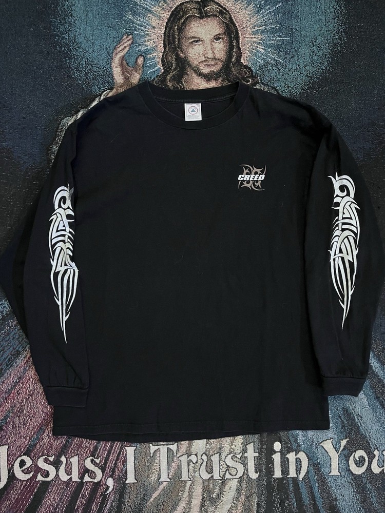 Vintage Creed Band T Shirt Long Sleeve Y2k Tribal Sleeve Hit XL