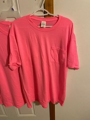 NEW WITHOUT TAGS LOT OF 6 UNISEX SIZE XL HANES SAFETY PINK POCKET T-SHIRTS