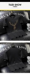 New Fashion Deer Rhinestones Summer Short Sleeve Luxury Men Streetwear T-Shirt