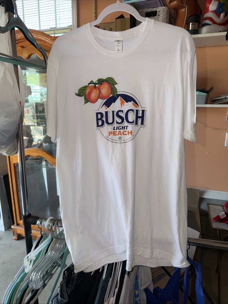 Busch Light Peach T Shirt Size Large New Smoke Free Home