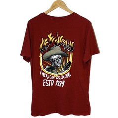 Lee Jeans Cowboy Skeleton Guitar T-Shirt Large ESTD 1889 Mens Y2K Graphic Tee