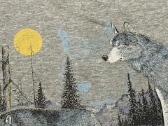 Vintage Wolf Pack Wolves Hunting Scene Outdoors Shirt Bin 1