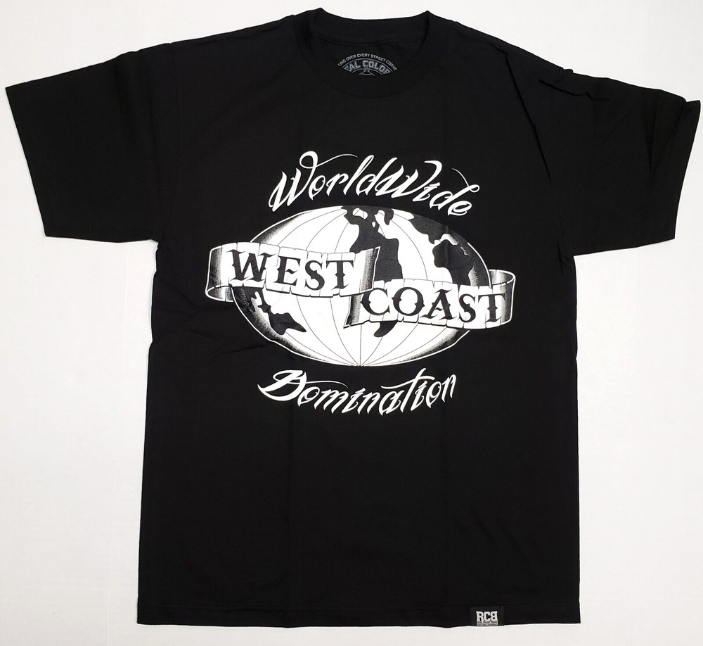 West Coast T-shirt Real Colors Urban Streetwear Tee Men’s MEDIUM Black New