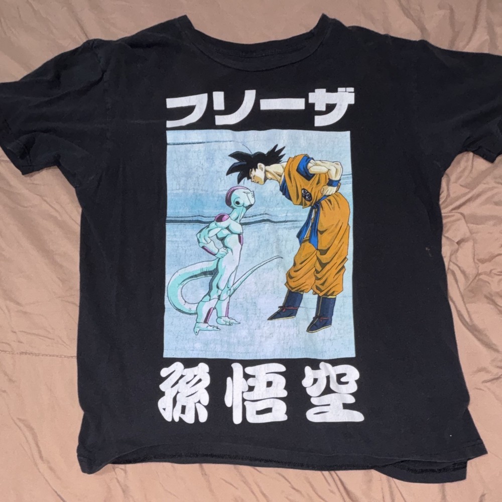 Dragon Ball Z Goku vs Frieza Men’s L/G Black Cotton Graphic Crew Neck Tee