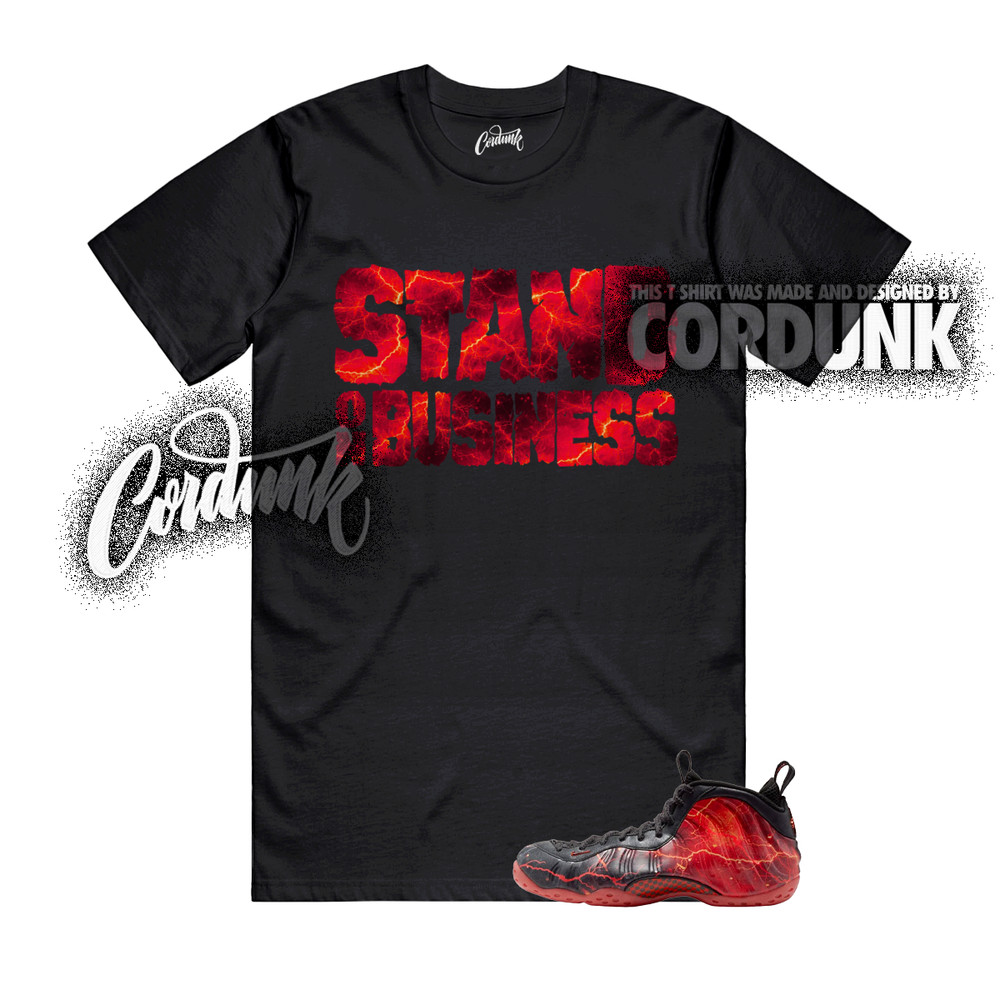 Foamposite One Stranger Black Bright Crimson Stormy Air T Shirt Match SOB
