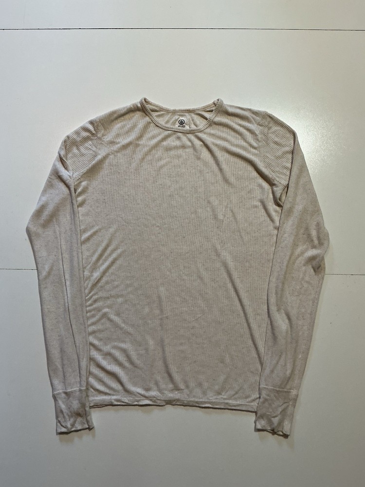 Ever Brand Made In USA Ribbed Natural Thermal Crewneck Long Sleeve Shirt Sz. M