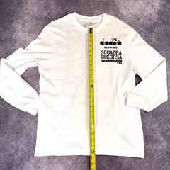 Diadora Long Sleeve T Shirt Mens XS White Graphic Crewneck Squadra Di Corsa