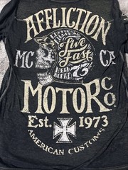 Mens Affliction Thin Soft Distress Look Waffle Thermal Long Sleeve T Shirt L