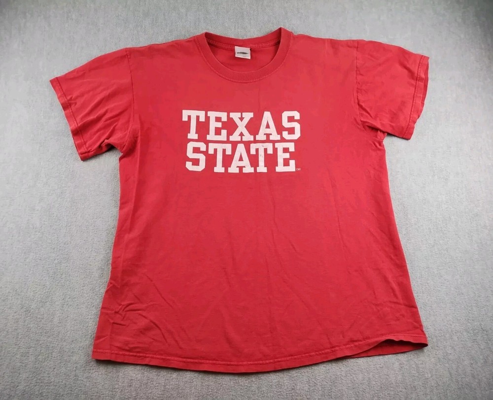 Adults T Shirt Large Texas State Bobcats Red Texas State