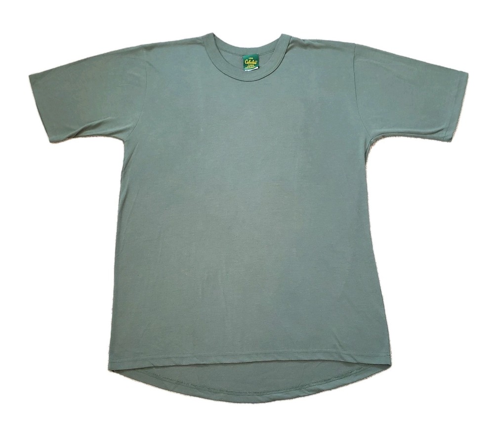 Vintage 90s Cabelas Plain Sz Large USA Made Olive Green T-Shirt Blank Outdoors