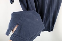 Vintage 90s Streetwear Mens Large Tall Thrashed Blank Pocket T-Shirt Navy Blue