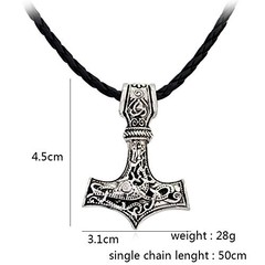 Men’s Stainless Steel Chain Viking Norse Thor’s Hammer Necklace Mjolnir Penda…