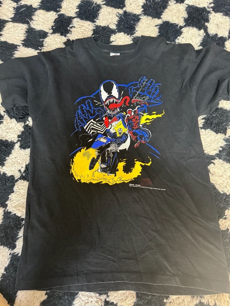 Vintage 1992 Marvel Comics Venom vs. Ghost Rider and Spider-Man Graphic T-Shirt