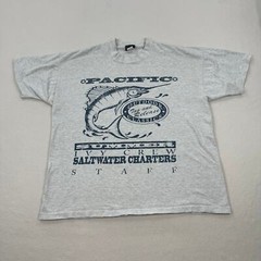 Vintage Ivy Crew Shirt Size Large Grey Single Stitch Fishing Tag And Release 90s