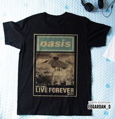 Oasis – Live Forever Vintage Black T-Shirt Unisex S-5XL