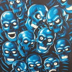 Vintage Liquid Blue Shirt Mens 3XL Black Blue Skull Pile Juicy J AOP Y2K 2001