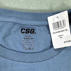 CSG Hometown T-BL Men’s 4XL Blue Relaxed Fit Crew Neck Short Sleeve T-Shirt