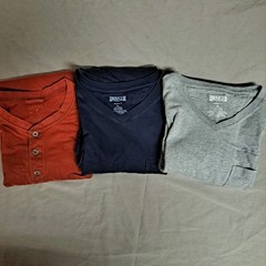 3 Shirt Lot-Duluth Mens Short Sleeve Cotton Crew Neck Redhead Henley Shirt Pockt