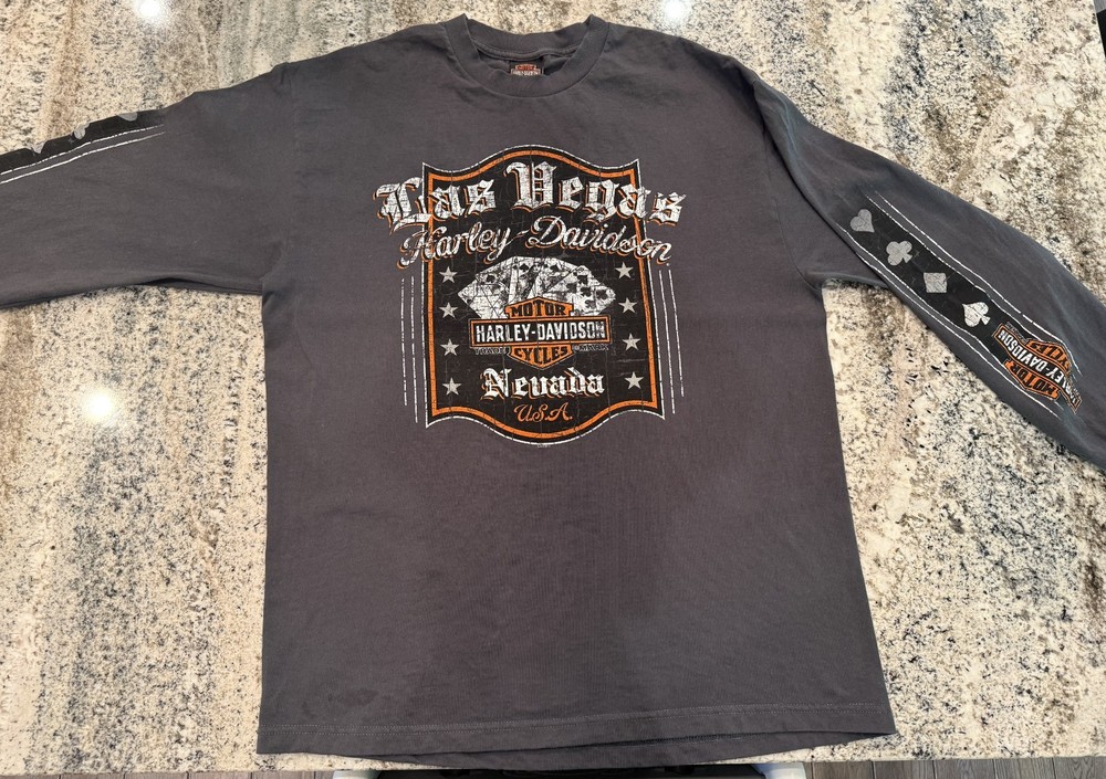 HARLEY DAVIDSON Vintage Tee-Shirt LAS VEGAS NEVADA Long Sleeve X-Large UNISEX VG