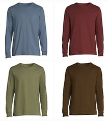 George Men’s Pick Color Long Sleeve Crew-Neck Solid Plain T-Shirts Tee: S-XL