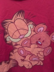 Garfield & Pookie Teddy Mens LRG T Shirt Burgandy Port Company Paws