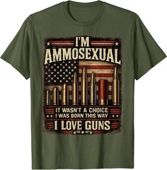 I’m Ammosexual Born This Way Love Guns USA Flag Graphic T-Shirt