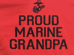 “PROUD MARINE GRANDPA” USMC United States Marines Red T-Shirt – New – Size SMALL