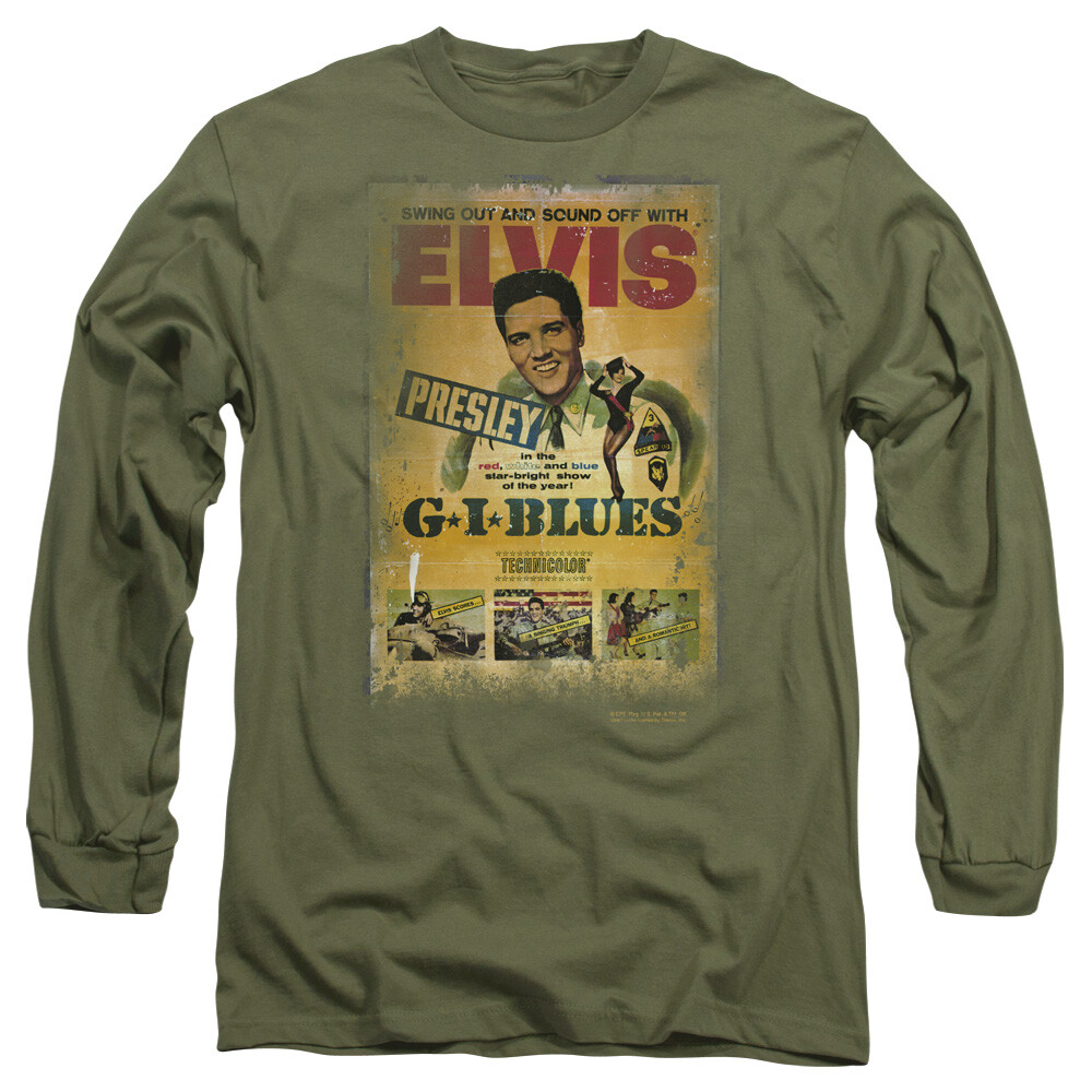 ELVIS PRESLEY GI BLUES Licensed Men’s Long Sleeve Graphic Tee Shirt SM-3XL