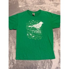Fruit of the Loom T-Shirt Mens Large Green Bird Free Graphic Religious Quote