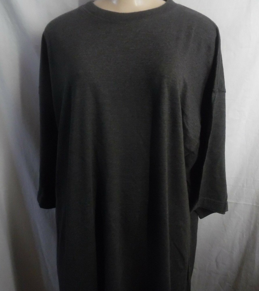 GRAY EXTRA LONG COTTON PLAIN T-SHIRT OR SLEEPSHIRT TSHIRT FITS M / L