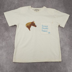 Vintage 1989 Hidden Springs Ranch Hand Painted Horse Tee White Cotton Men M