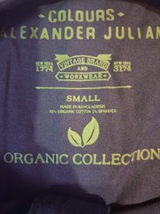 “Coulors Alexander Julian” Organic Collection Button Neck Mens Tshirt Size Small