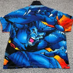 Marvel X-Men Beast Oversized Shirt Men XXXL Blue All Over Print Retro Bait 3XL