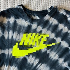 Nike Sportswear Tie-Dye Tee w/ distinctive spiral & neon yellow pixelated logo
