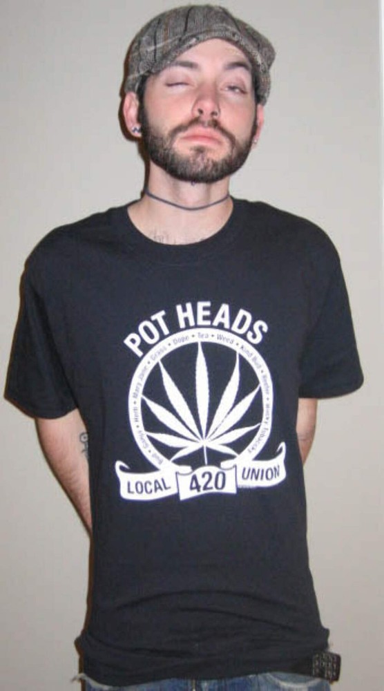 Pot Heads Union 420 Weed Smoker Funny Cannabis T-Shirt