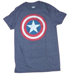 Captain America Adult New T-Shirt – Classic Distressed Shield Logo Pic
