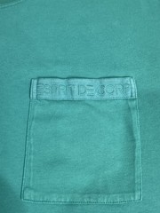 Vintage 90s Esprit Basix Pocket T Shirt Large Teal Turquoise Made In Hong Kong