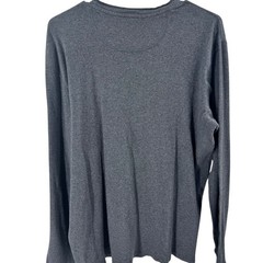 Vince Mens Charcoal Grey 100% Cotton Ribbed Long Sleeve Crew Neck Shirt Large