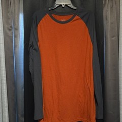 George Men’s Big & Tall 2XLT Orange/Grey Colorblock Crew Neck Long Sleeve Tee