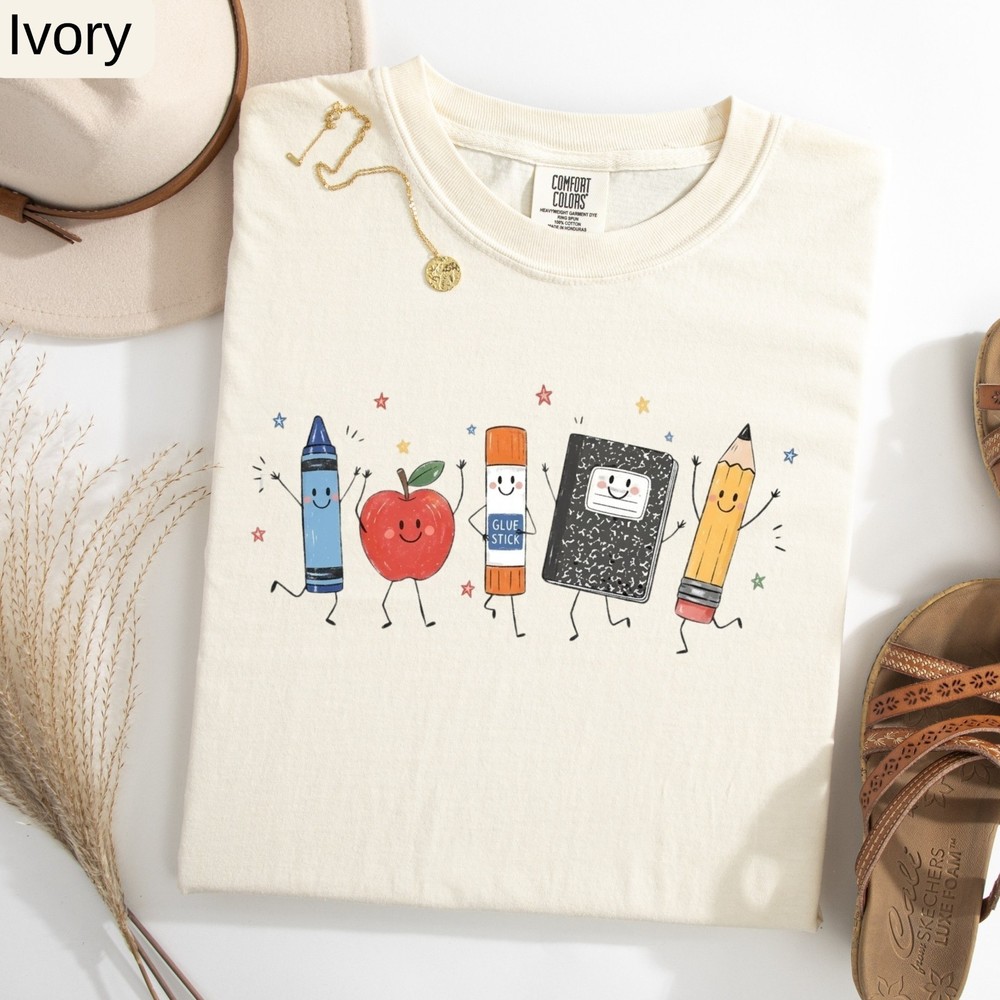 Cute Teacher Doodle Shirt, Comfort Colors ool Supplies Tee, school Teacher Shirt