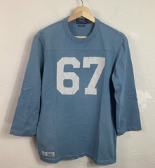 Polo Ralph Lauren Shirt Mens M Blue 67 Spellout Custom Slim Fit Football