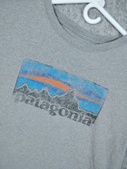 Patagonia Men’s L Gray Mountain Graphic Organic Cotton Logo T-Shirt Outdoors Tee